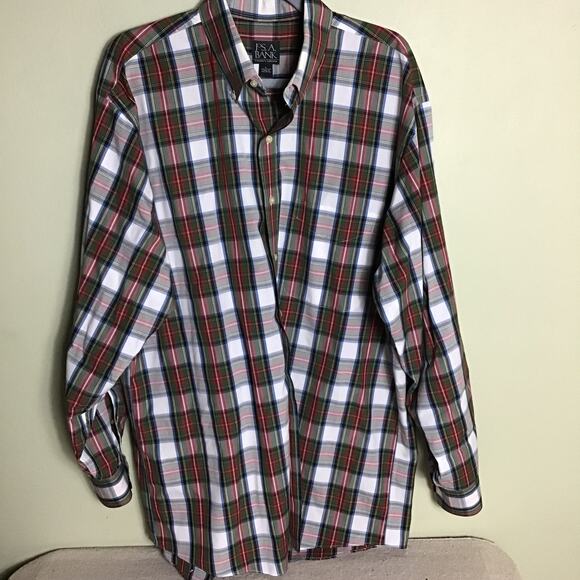 Jos A Bank Travelers  Collections Mens Tartan  Button down Long Sleeve  Sz L EUC - Picture 3 of 7